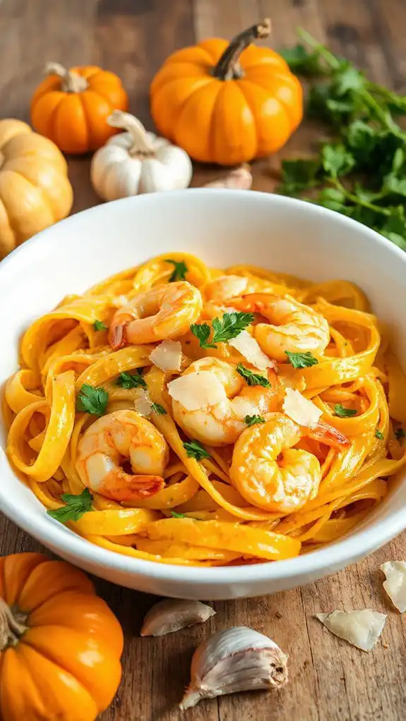 garlic shrimp pumpkin alfredo