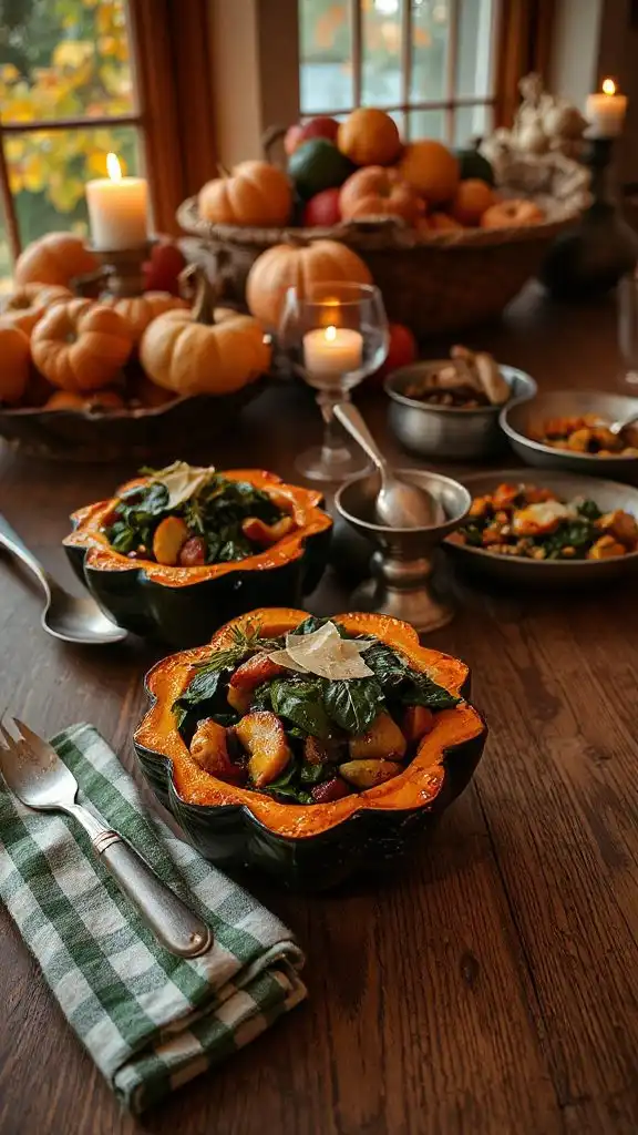 garlic spinach acorn squash