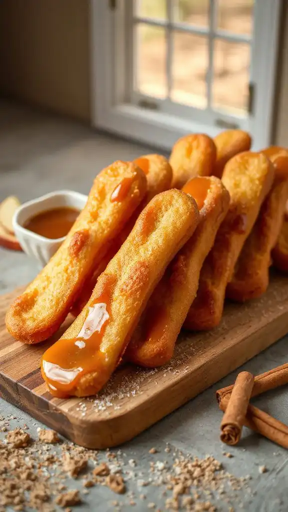 glazing baked apple donut sticks
