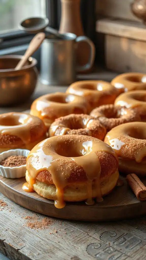 glossy glaze enhances doughnuts