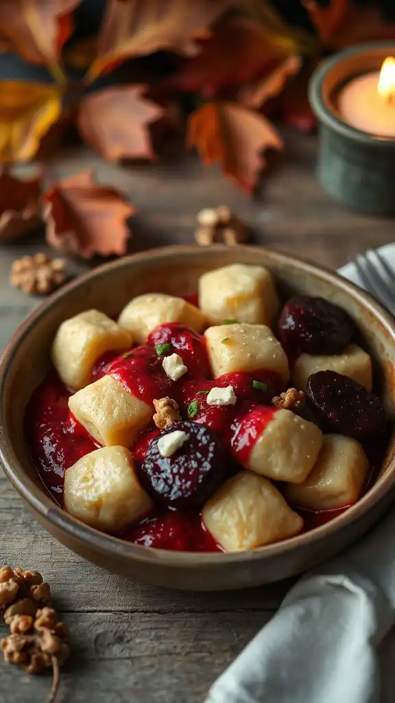 gnocchi with beet cream sauce