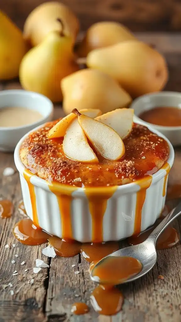 gooey caramel pear pudding