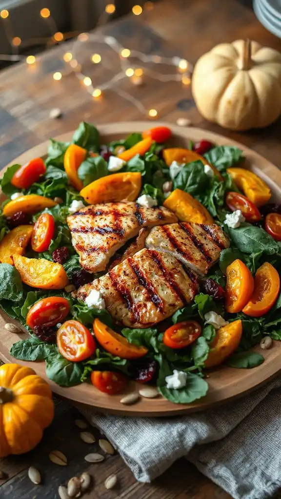 grilled chicken autumn veggie salad