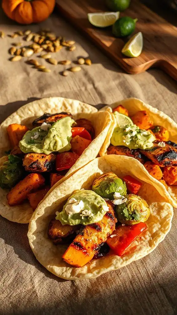 grilled chicken autumn veggie tacos