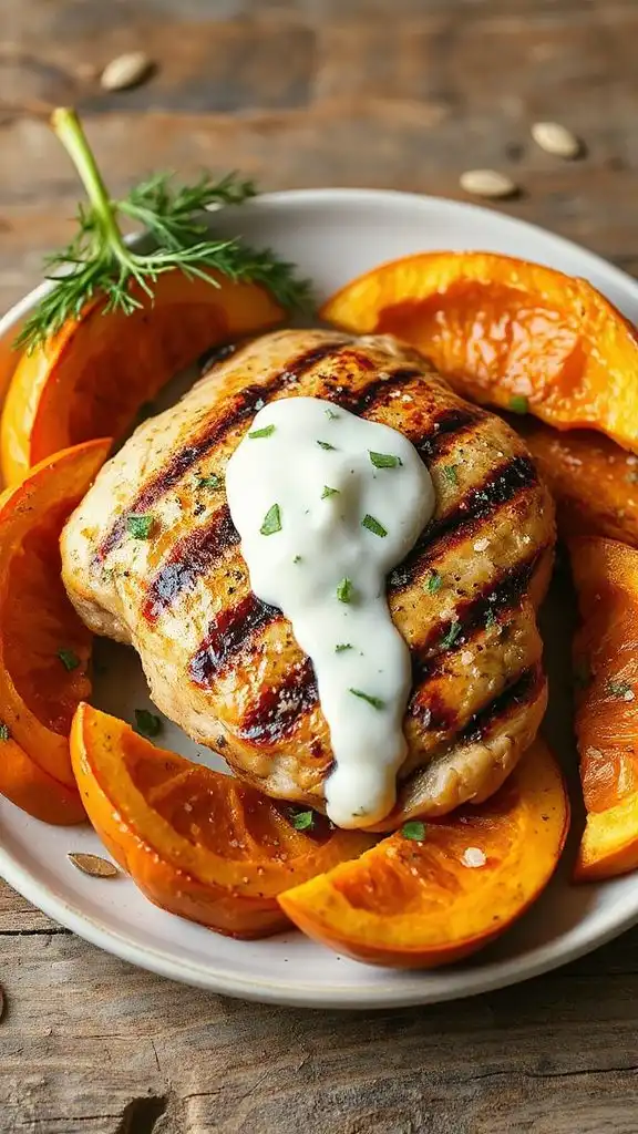 grilled chicken with pumpkin sauce