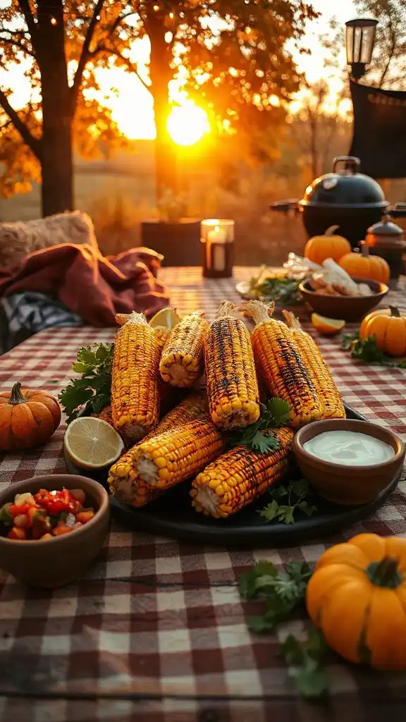 grilled corn with toppings