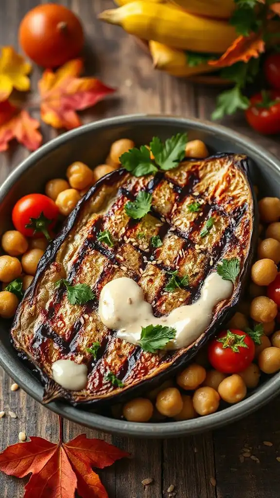 grilled eggplant chickpea salad