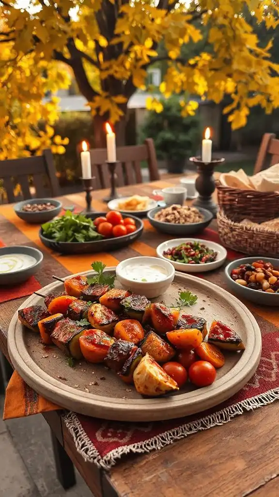 harissa glazed vegetable skewers