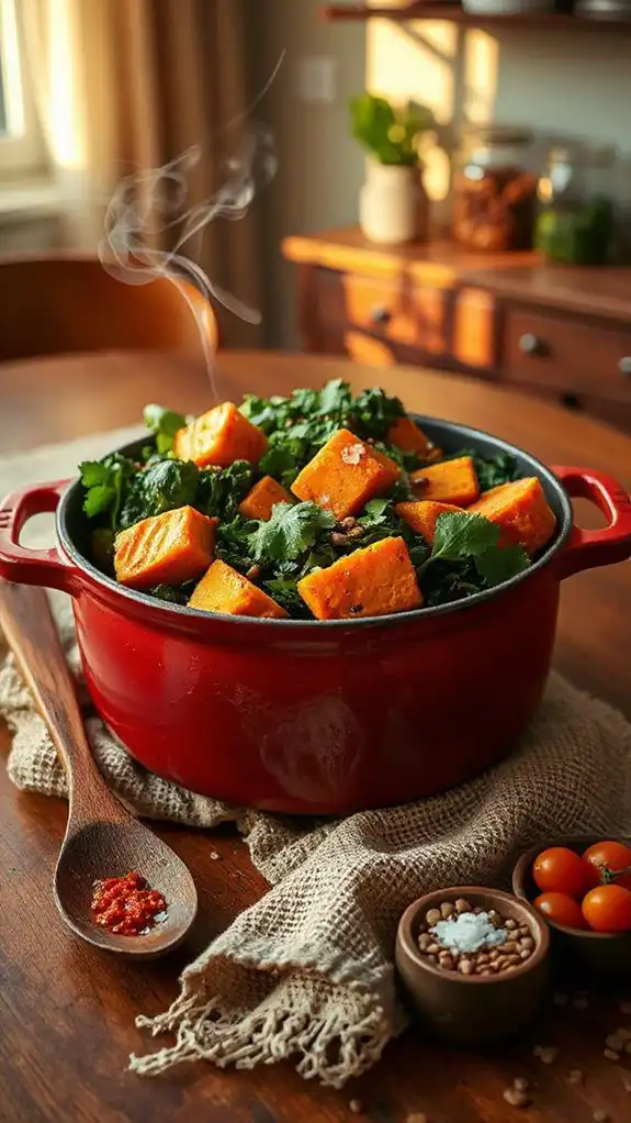harissa sweet potato kale meal