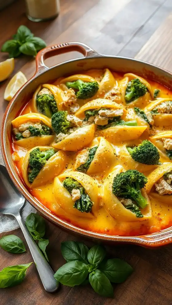 healthy chicken broccoli shells