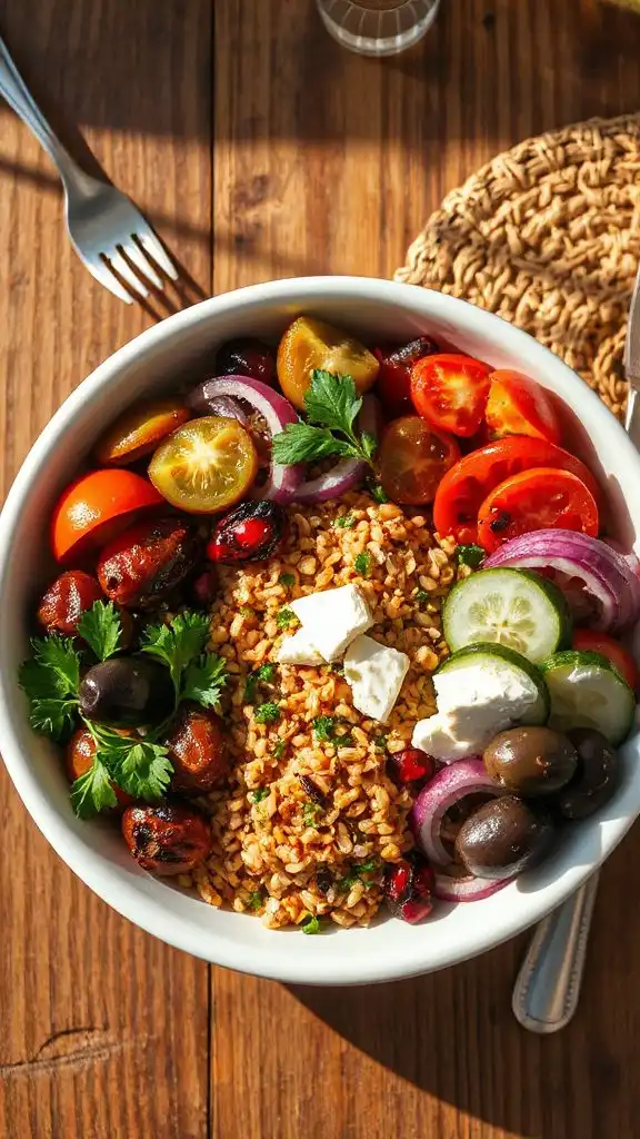 healthy mediterranean barley bowl