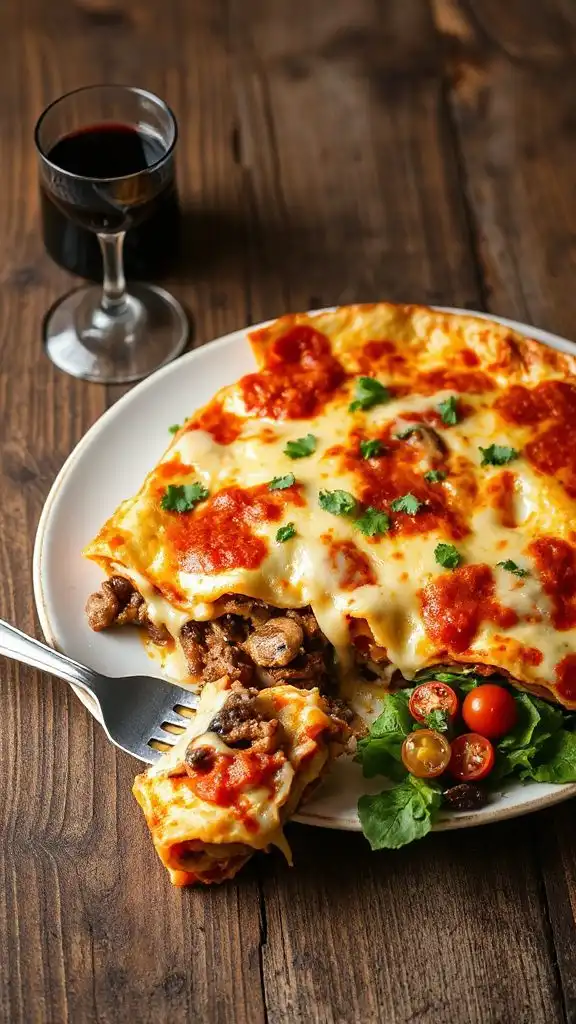 hearty beef mushroom lasagna