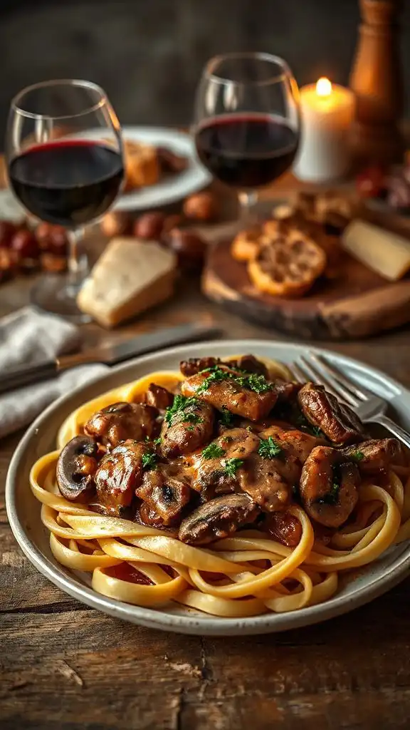 hearty beef mushroom stroganoff