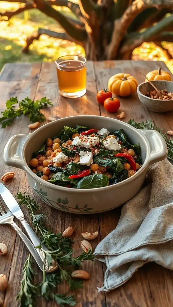 hearty chickpea spinach casserole