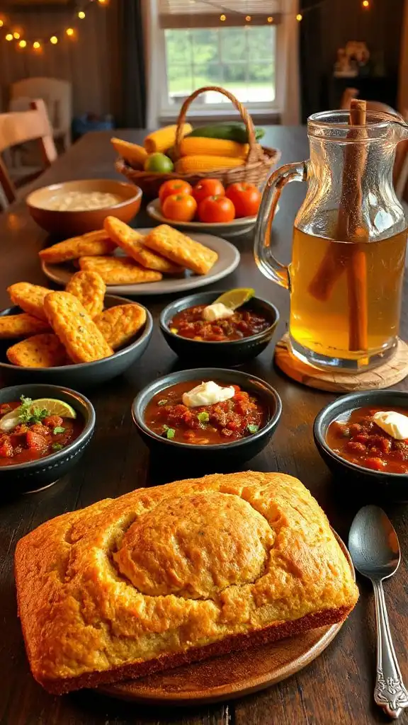 hearty chili cornbread bake