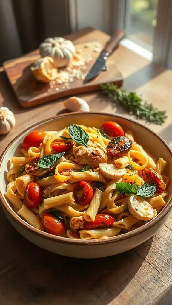 hearty garlic chicken pasta