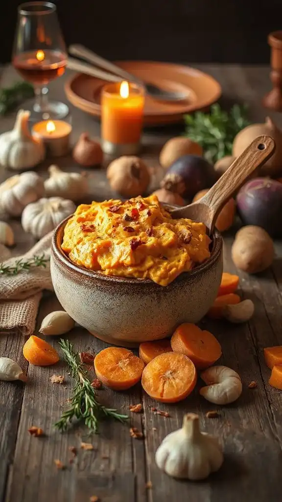 hearty garlic root vegetable mash
