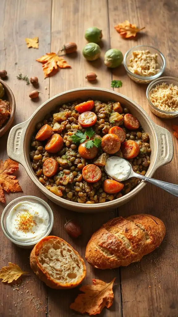 hearty lentil sausage casserole
