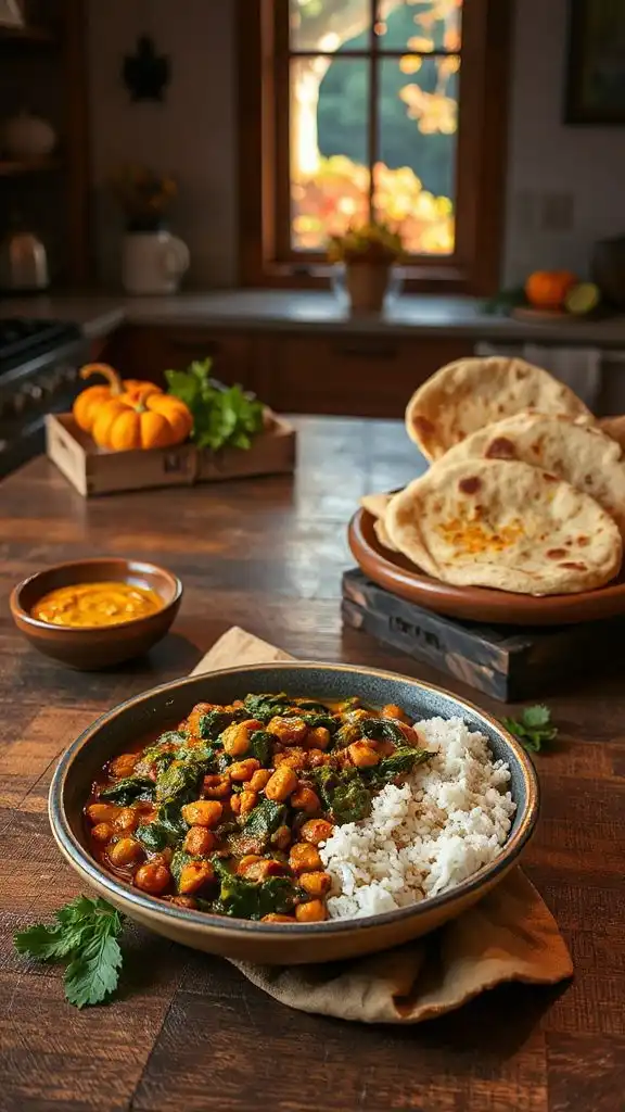 hearty lentil spinach curry