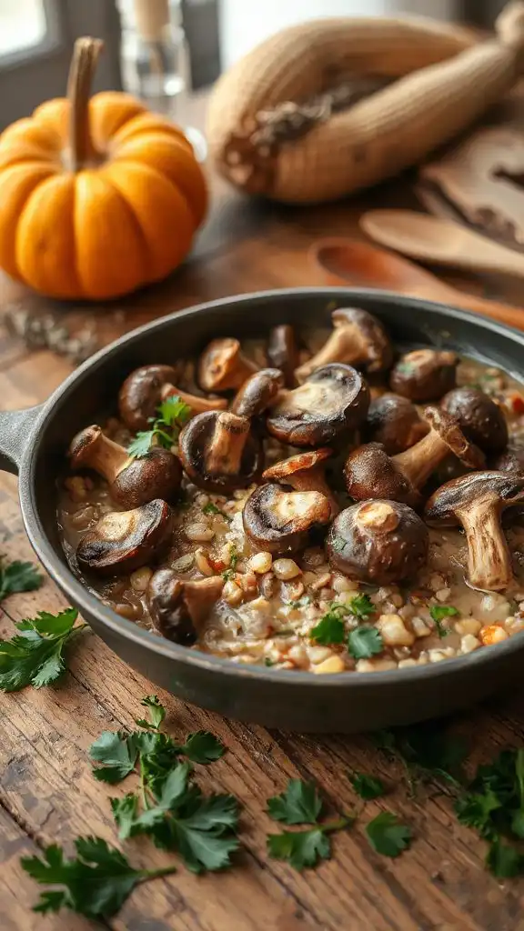 hearty mushroom barley casserole