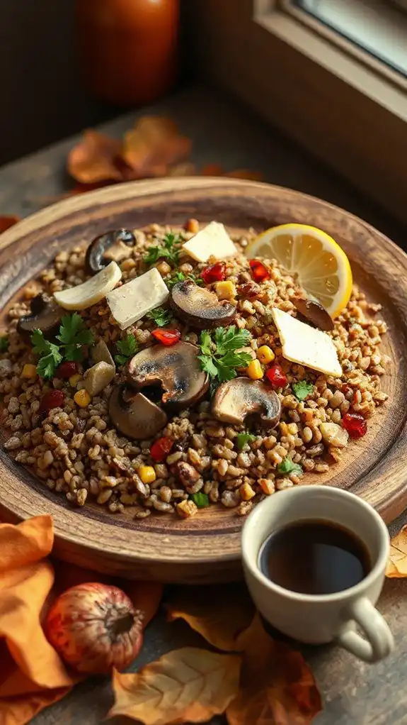 hearty mushroom barley salad