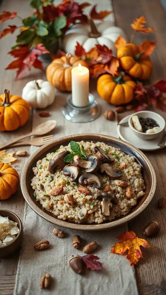 hearty mushroom farro risotto