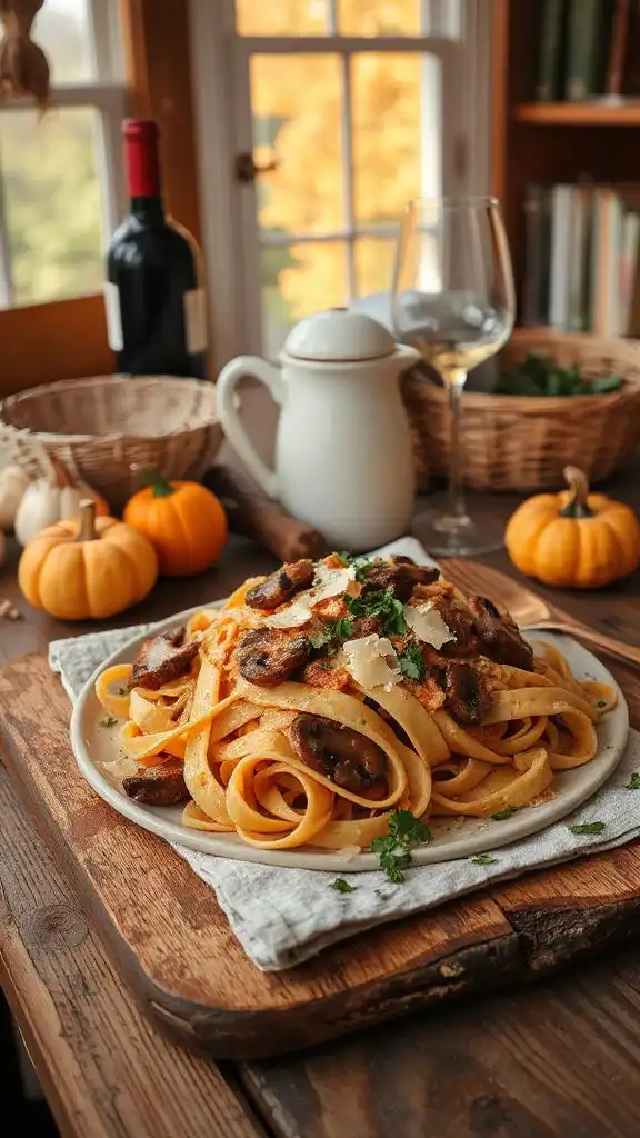 hearty mushroom pasta dish