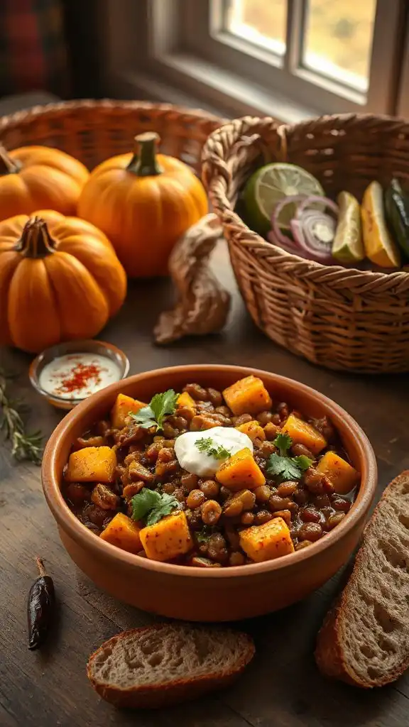 hearty pumpkin lentil curry