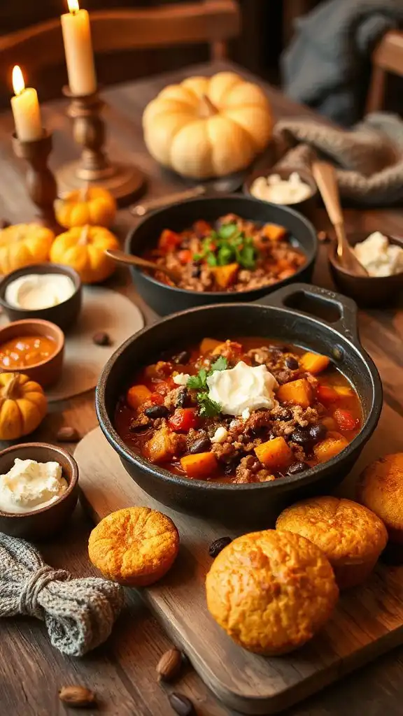 hearty pumpkin turkey chili