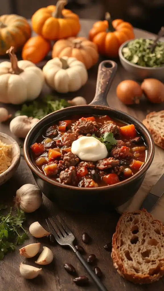 hearty slow cooked beef chili