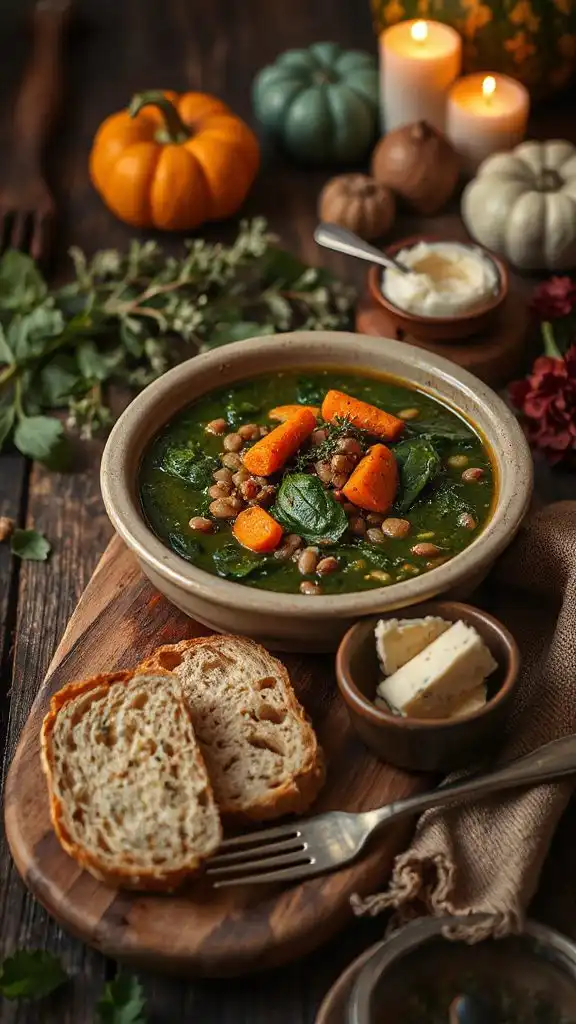 hearty spinach lentil soup