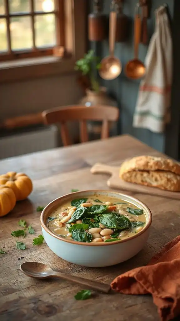 hearty spinach white bean chili