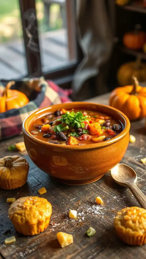 hearty vegetarian pumpkin chili