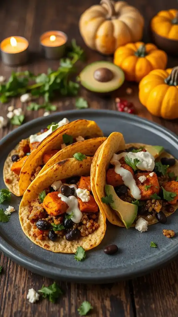 hearty vegetarian pumpkin tacos