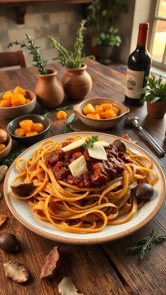 hearty wild boar pasta dish