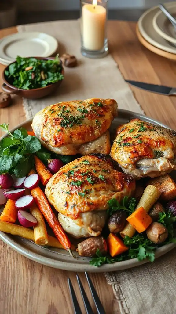 herb crusted chicken with vegetables