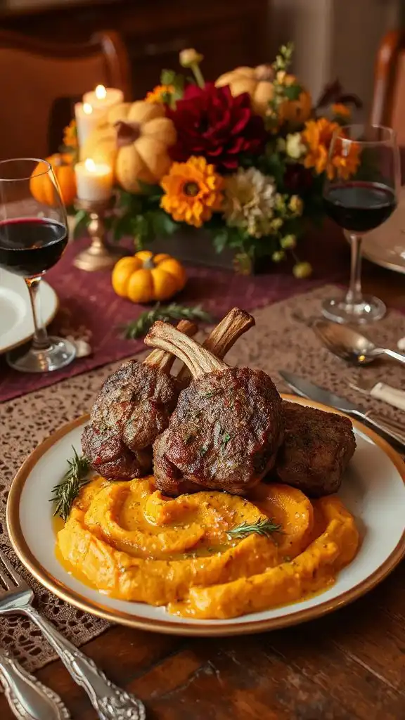 herb crusted lamb with mash