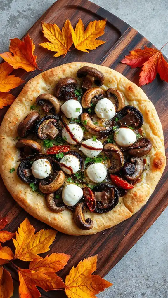 herb crusted mushroom pizza