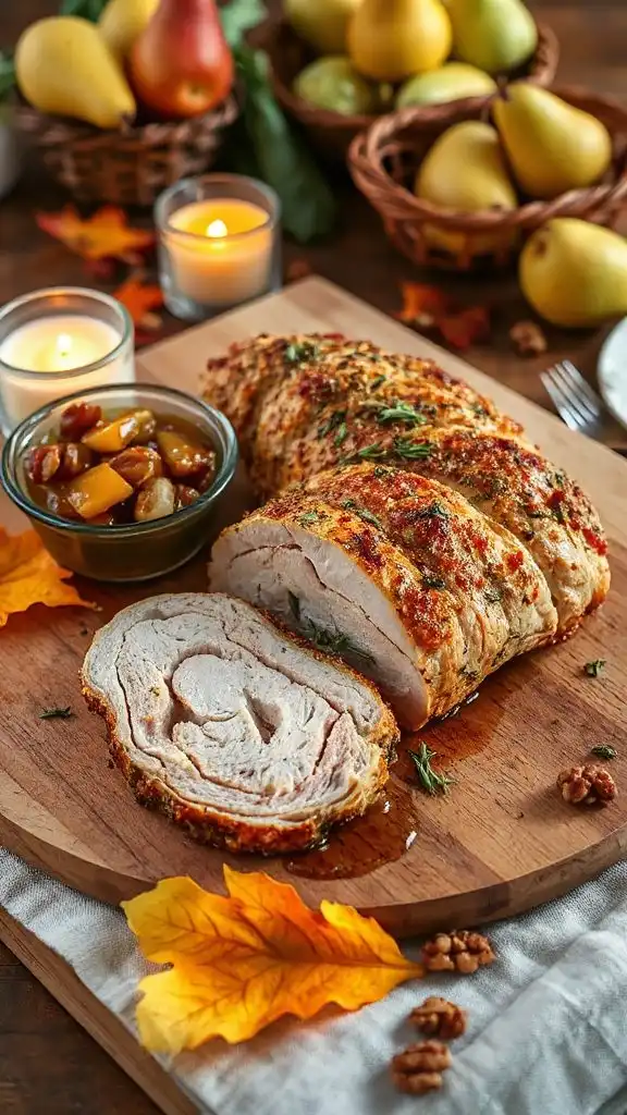 herb crusted pork with chutney