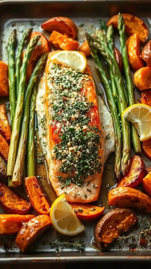 herb crusted salmon sheet pan