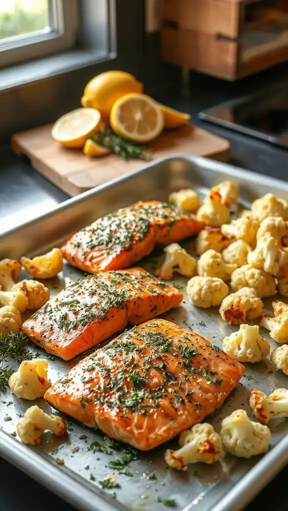 herb crusted salmon with cauliflower herb crusted salmon with cauliflower