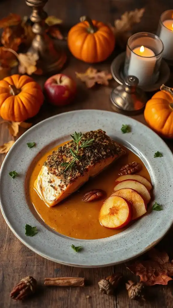 herb crusted salmon with pumpkin