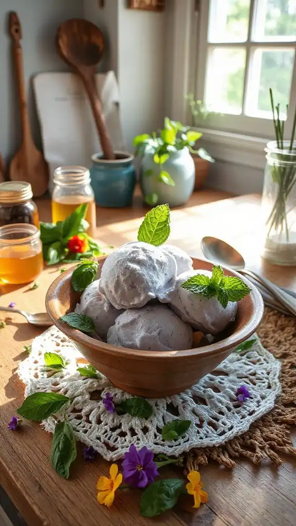 herb infused creamy gelato