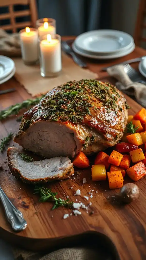 herb infused garlic pork roast