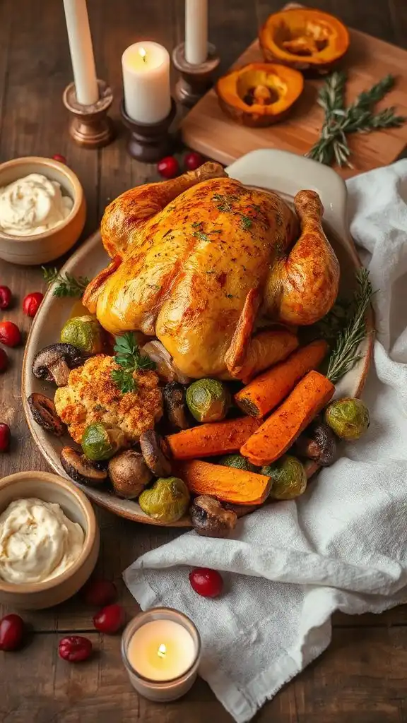 herb infused roasted chicken dinner