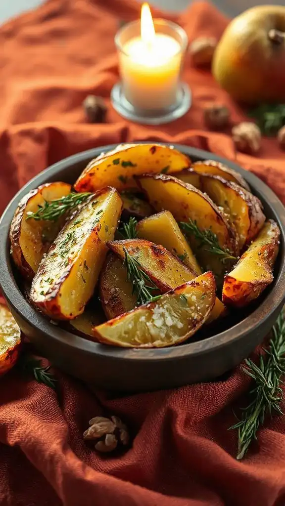 herb infused roasted potato wedges