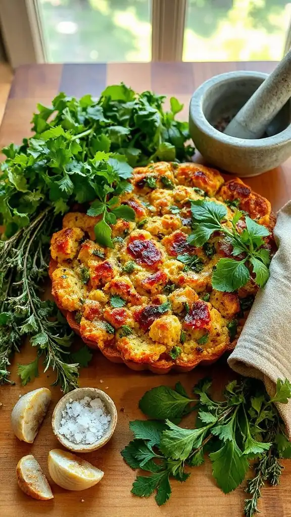 herb infused stuffing casserole recipe