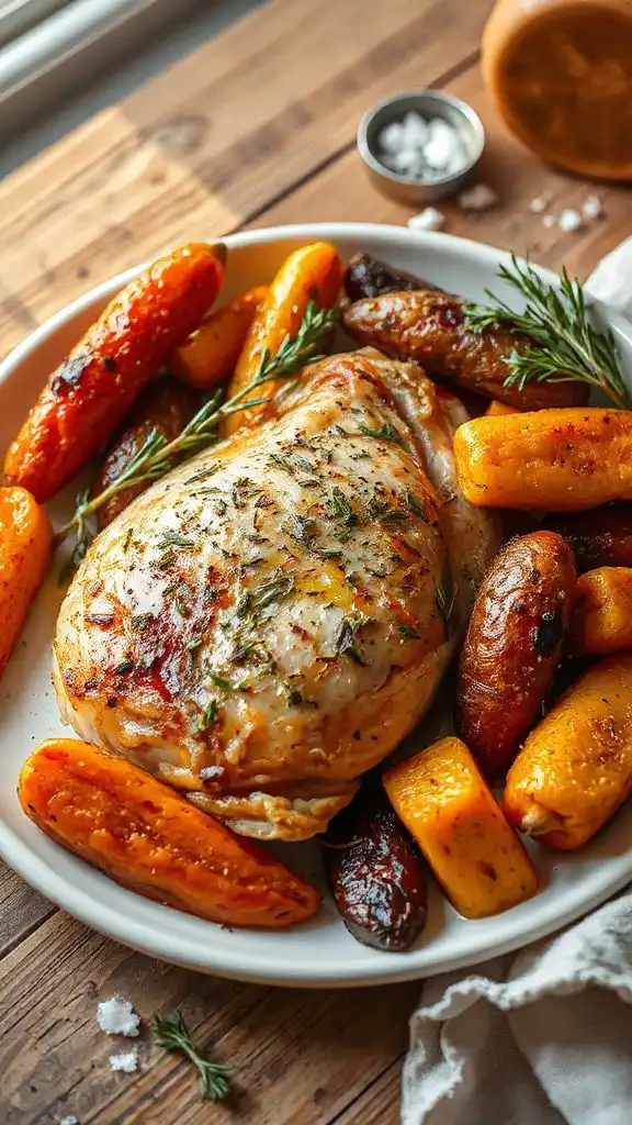 herb seasoned chicken and carrots