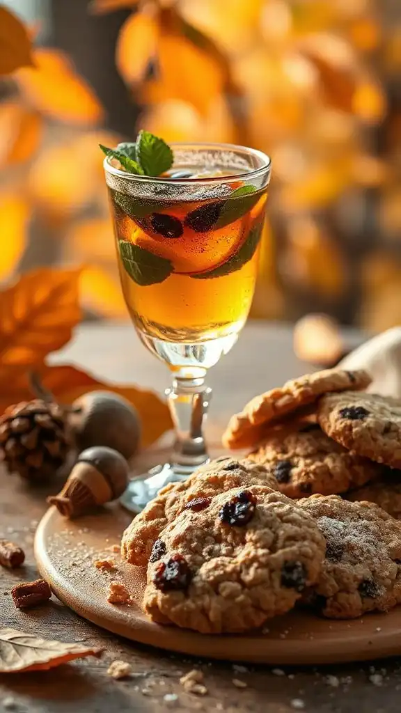herbal mocktail and cookies