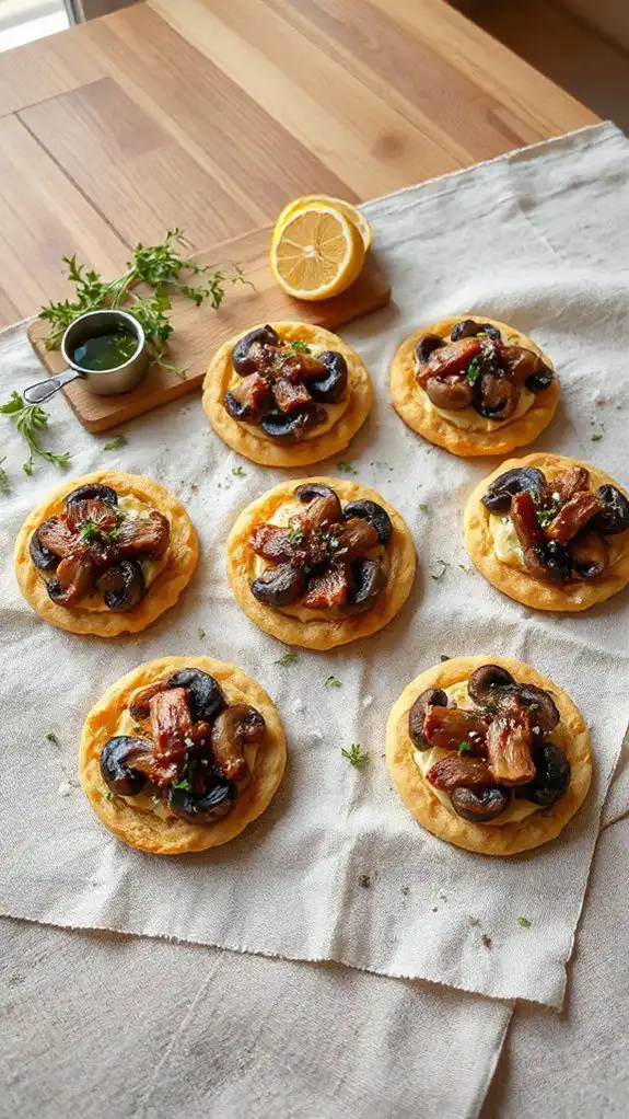 herbed mushroom ricotta tartlets